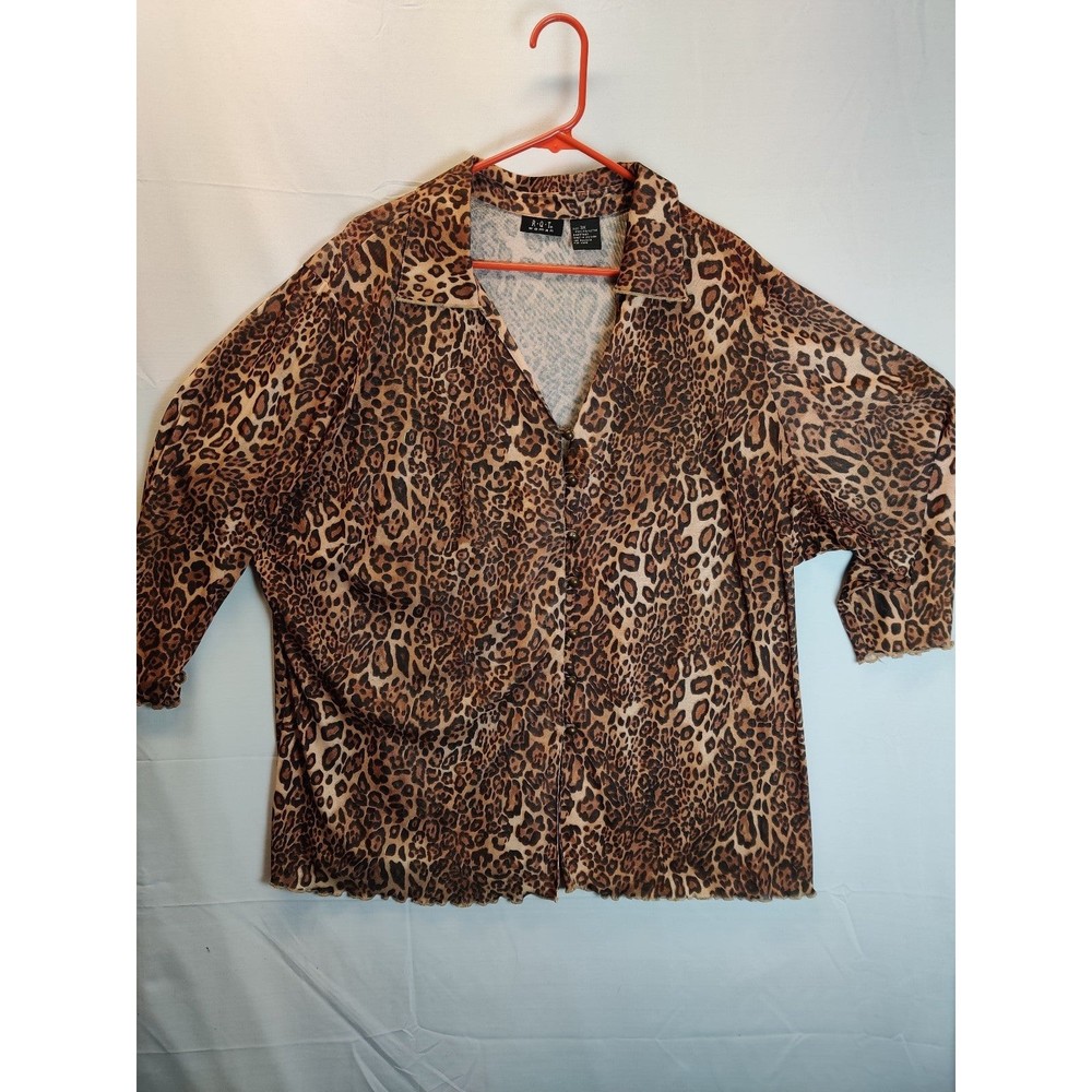 RQT Woman Top Plus Size 3X Multicolor Cheetah Print Lightweight Comfort
